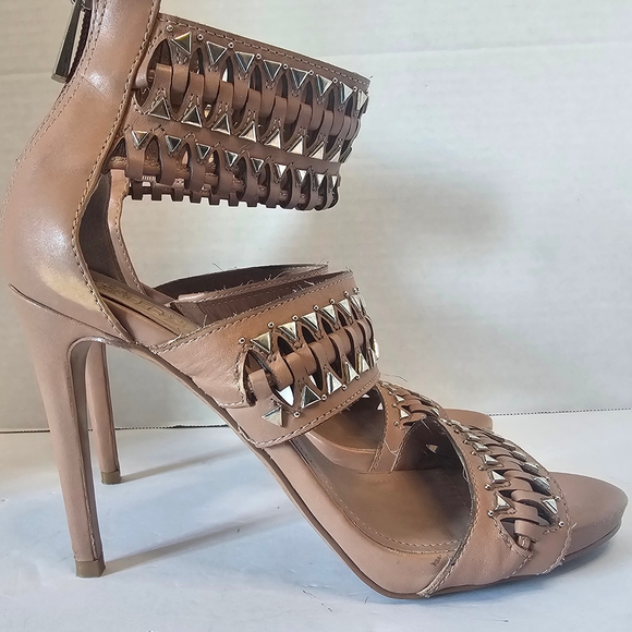 Vince Camuto Tan Studded Heeled Roman Sandals. - Picture 3 of 13